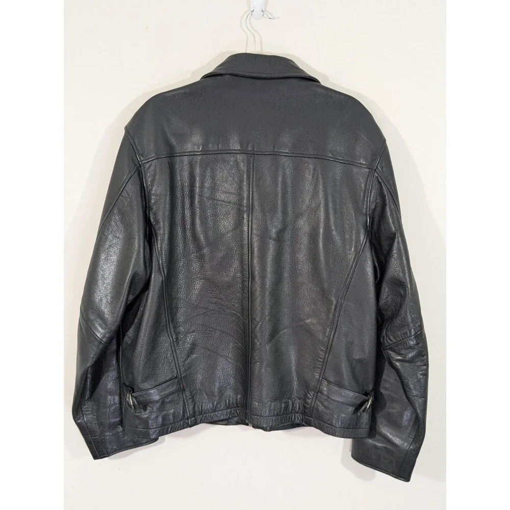 Vintage Wilsons Leather Men's M Motorcycle Jacket Black Leather Cafe Racer Zip
